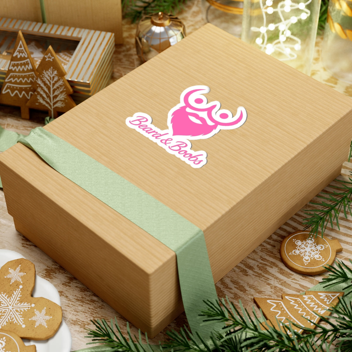Beard & Boobs Sticker Pink