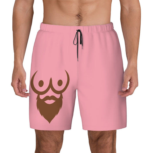 Men's Swim Shorts Brown Logo