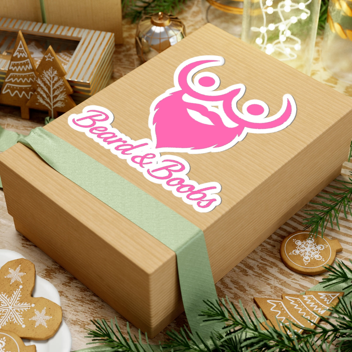 Beard & Boobs Sticker Pink