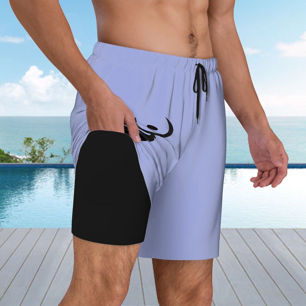 Men's Swim Shorts Black Logo