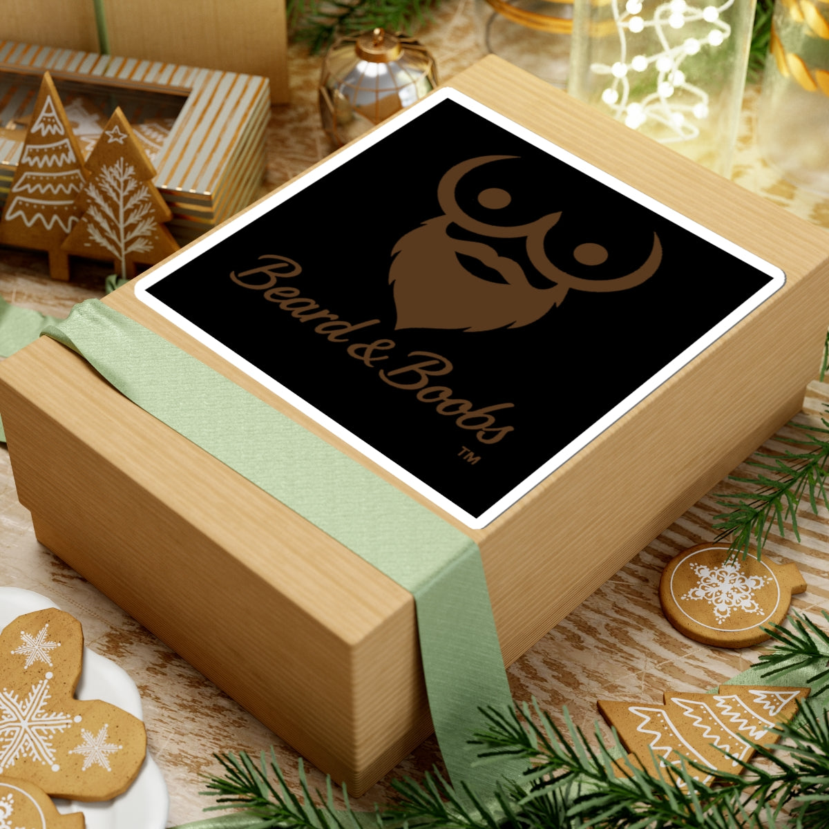 Beard & Boobs Sticker Brown Logo
