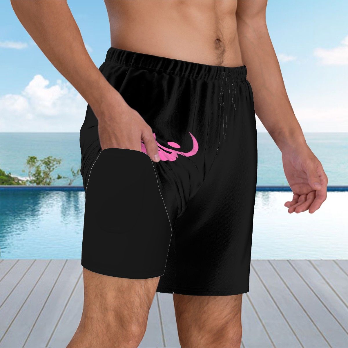 Men's Swim Shorts Pink Logo